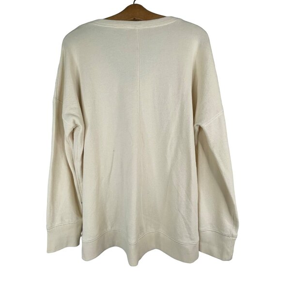 Gap VNeck Soft Oversized Long Sleeve Cream Drop Shoulder Size Medium Top Blouse - Picture 2 of 6